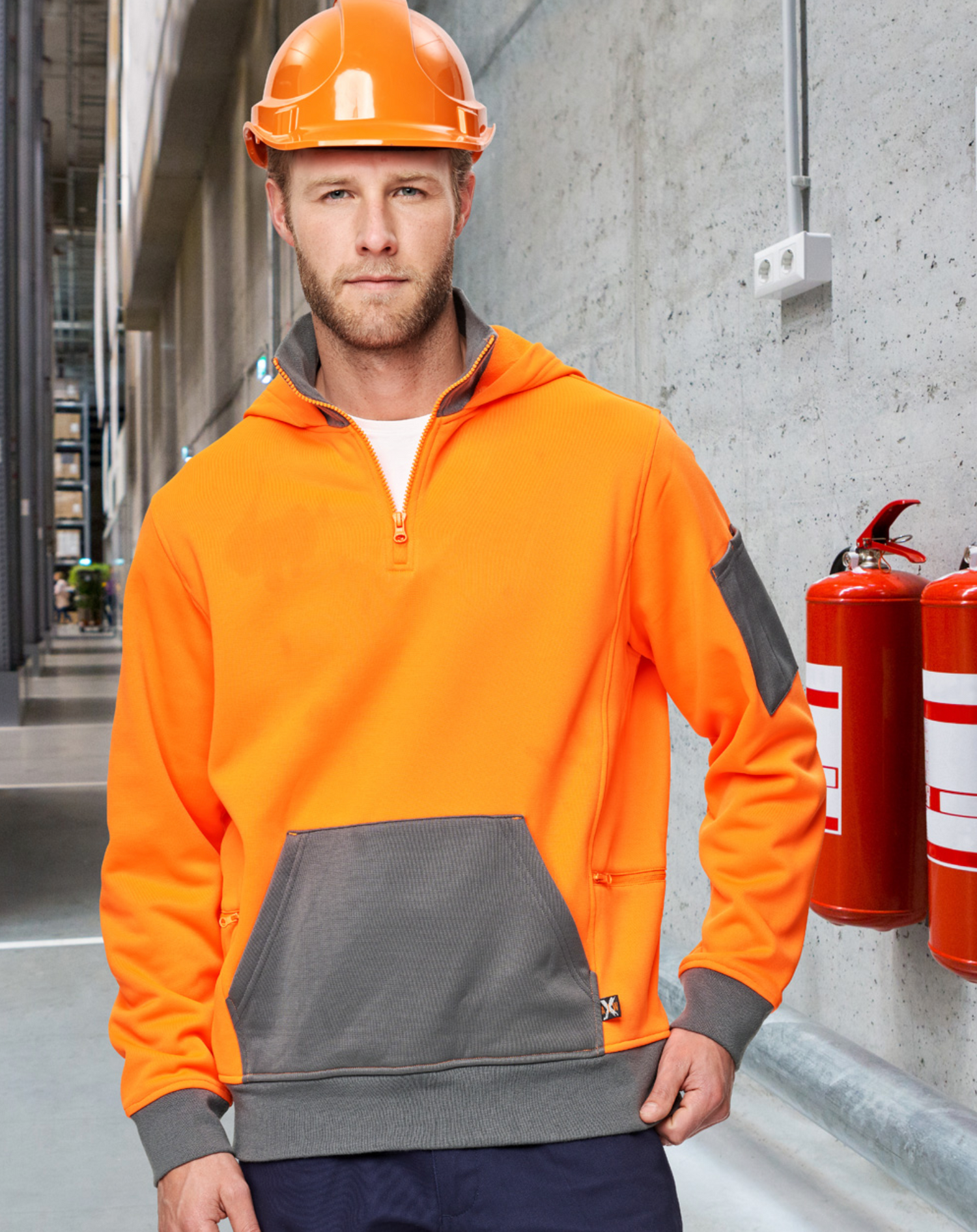 SW78 UNISEX HI VIS ¼ ZIP PREMIUM FLEECE HOODIE