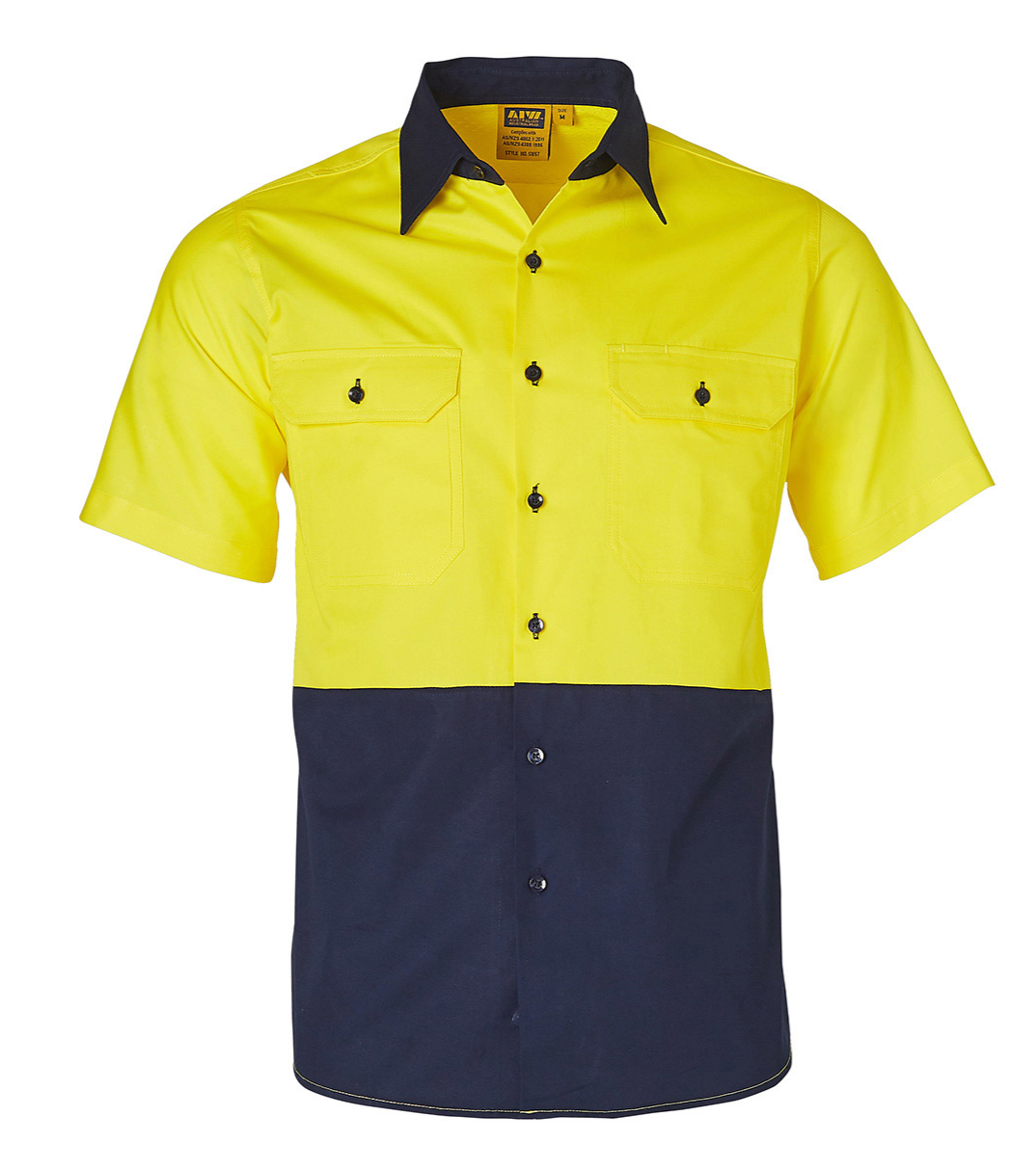 SW57 Mens High Visibility Cool-Breeze Cotton Twill Safety Shirt