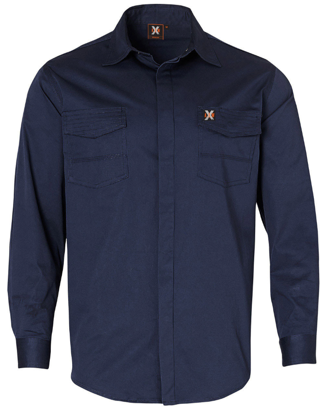 WT10 MENS STRETCH WORK SHIRT WITH 2 FRONT FLAP POCKETS