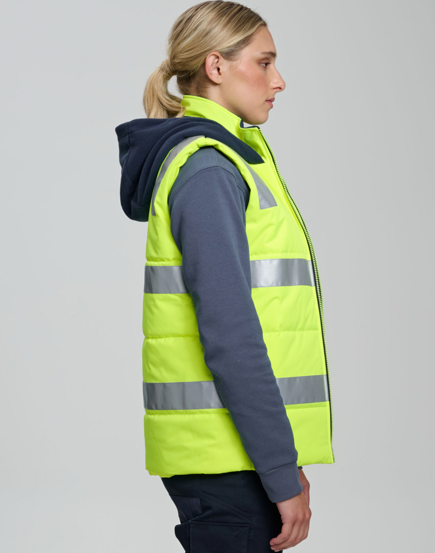 SW93 Unisex Hi Vis Hooded Puffer Vest
