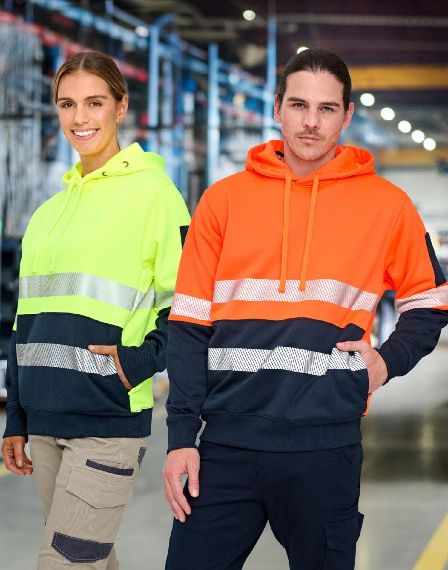 SW88 UNISEX HI-VIS TWO TONE SAFETY HOODIES WITH SEGMENTED TAPES