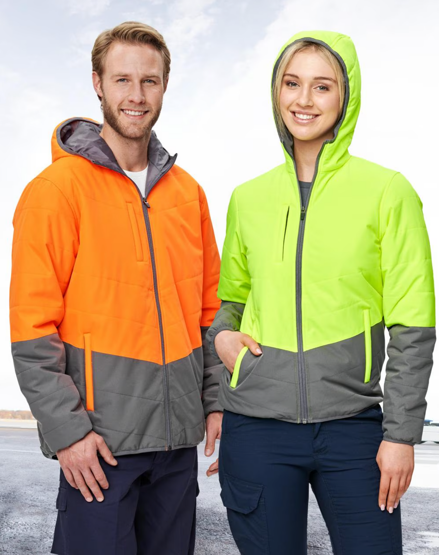 SW80 UNISEX HI VIS MODERN STYLING HOODED PUFFER JACKET