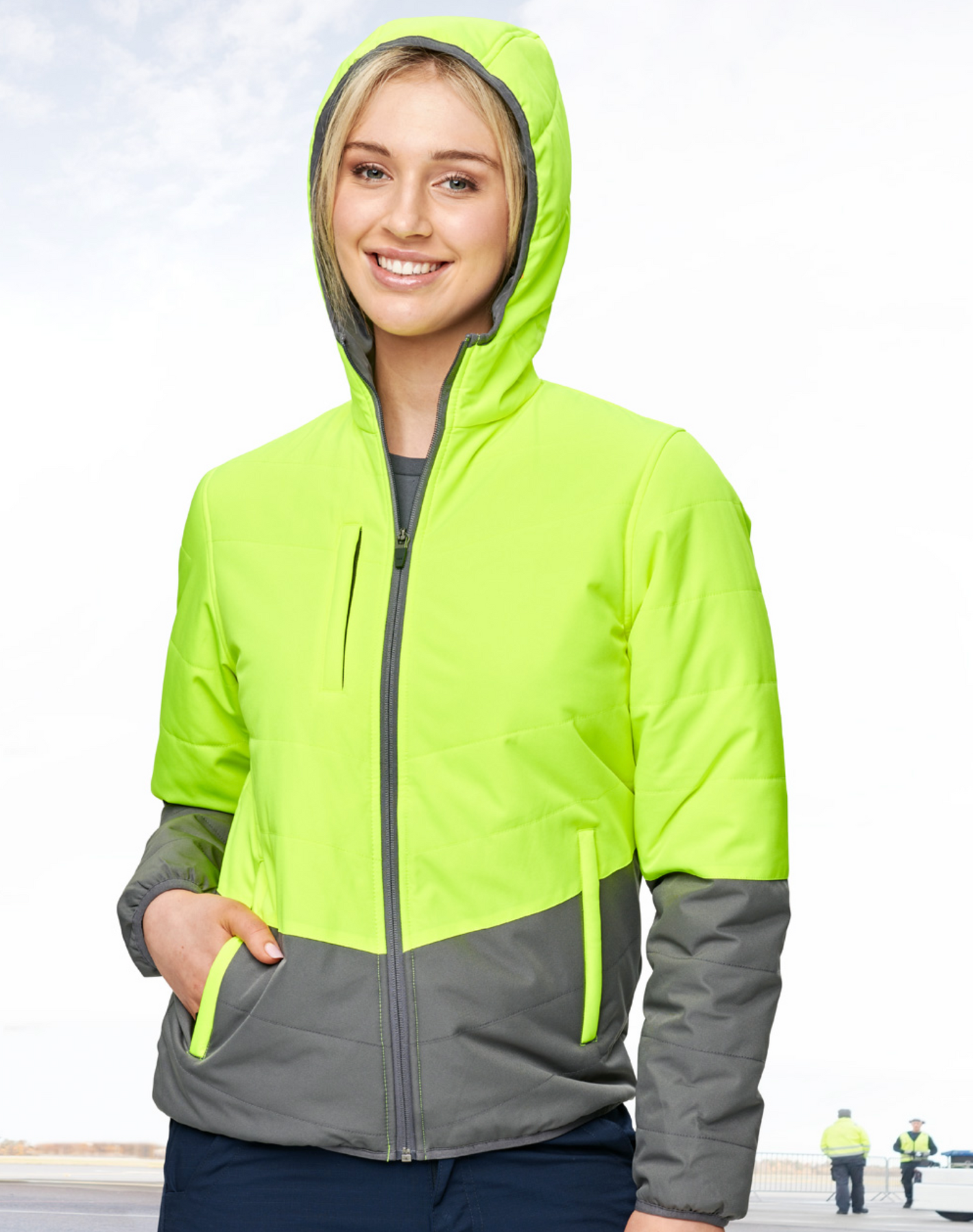SW80 UNISEX HI VIS MODERN STYLING HOODED PUFFER JACKET