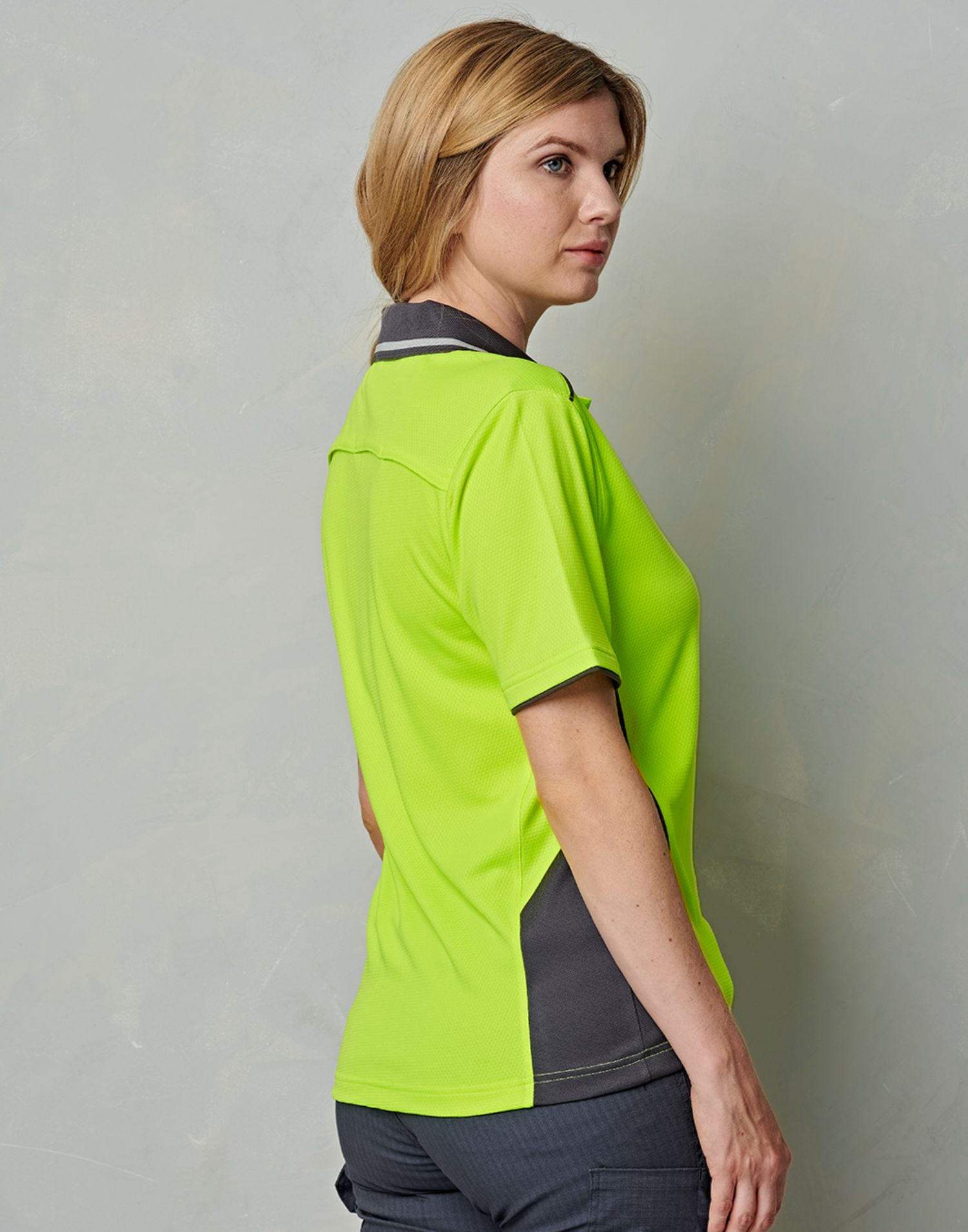 SW79 UNISEX HI-VIS BAMBOO CHARCOAL VENTED SS POLO