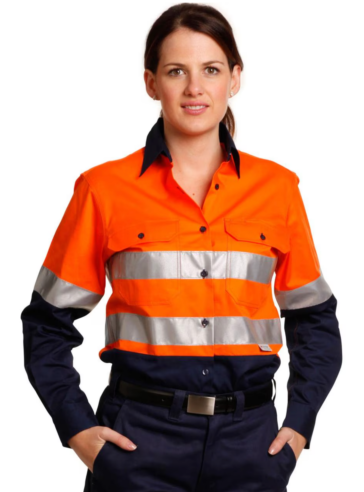 SW65 Ladies' High Visibility Cool-Breeze Cotton Twill Safety Shirts With Reflective 3M Tapes