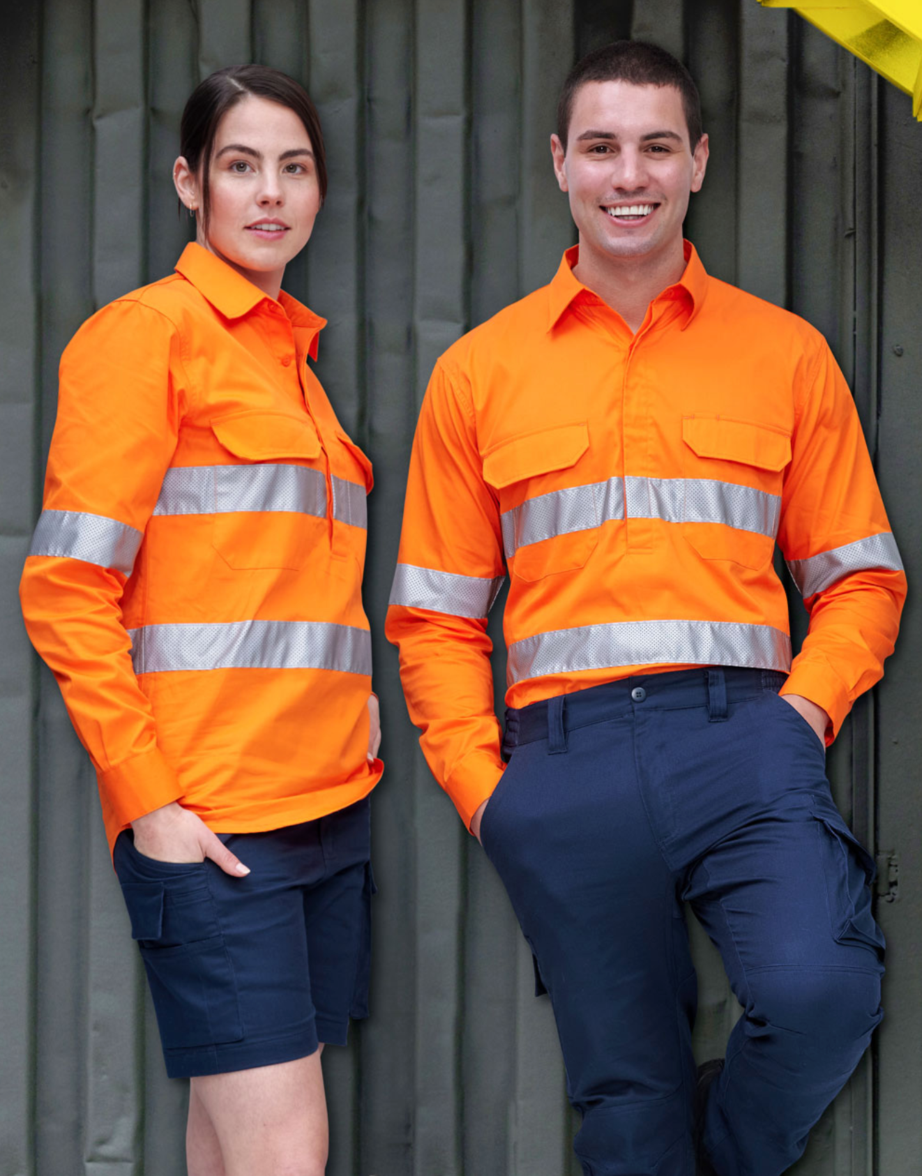 SW87 UNISEX HI-VIS COOL BREEZE CLOSED FRONT LS SHIRT WITH PERFORATED TAPE