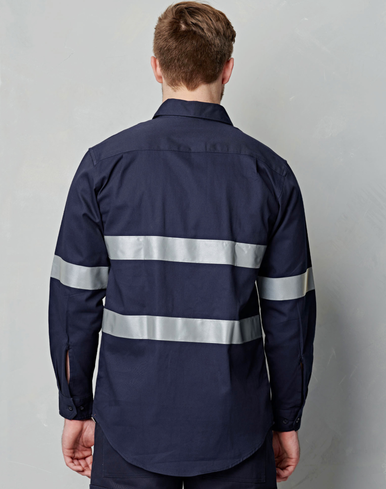 WT04HV Mens Cotton Drill Long Sleeve Work Shirt with 3M Tapes