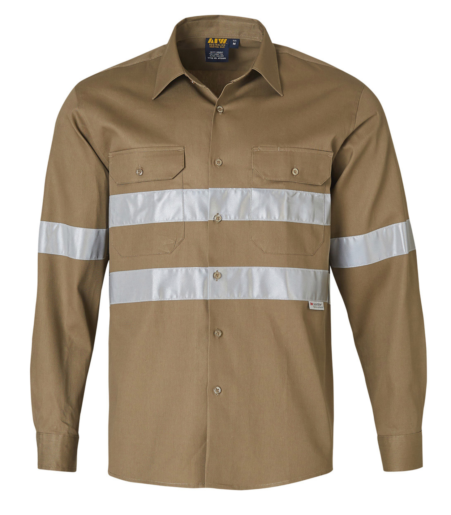 WT04HV Mens Cotton Drill Long Sleeve Work Shirt with 3M Tapes