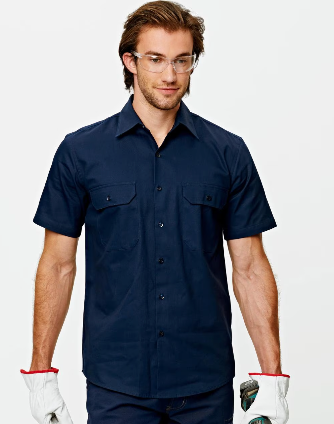WT03 Mens Cotton Drill Short Sleeve Work Shirt