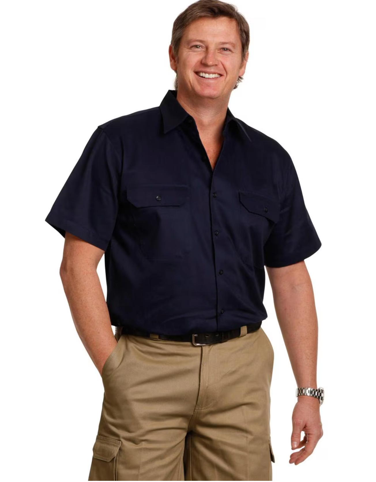 WT01 Mens Cool-Breeze Cotton Short Sleeve Work Shirt