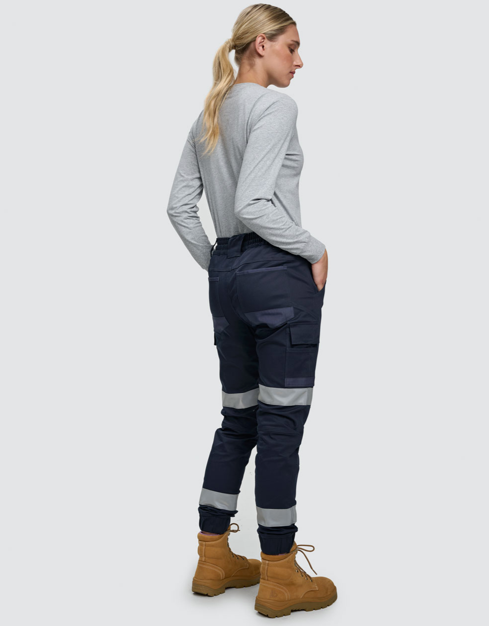 WP28HV Unisex Cotton Stretch Drill Cuffed Work Pants with Tapes