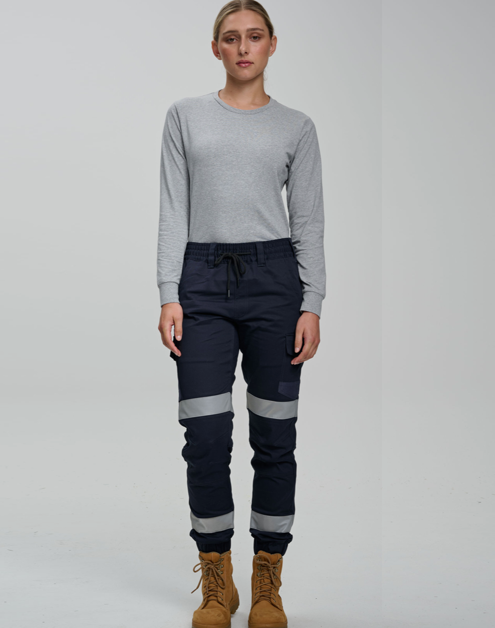 WP28HV Unisex Cotton Stretch Drill Cuffed Work Pants with Tapes