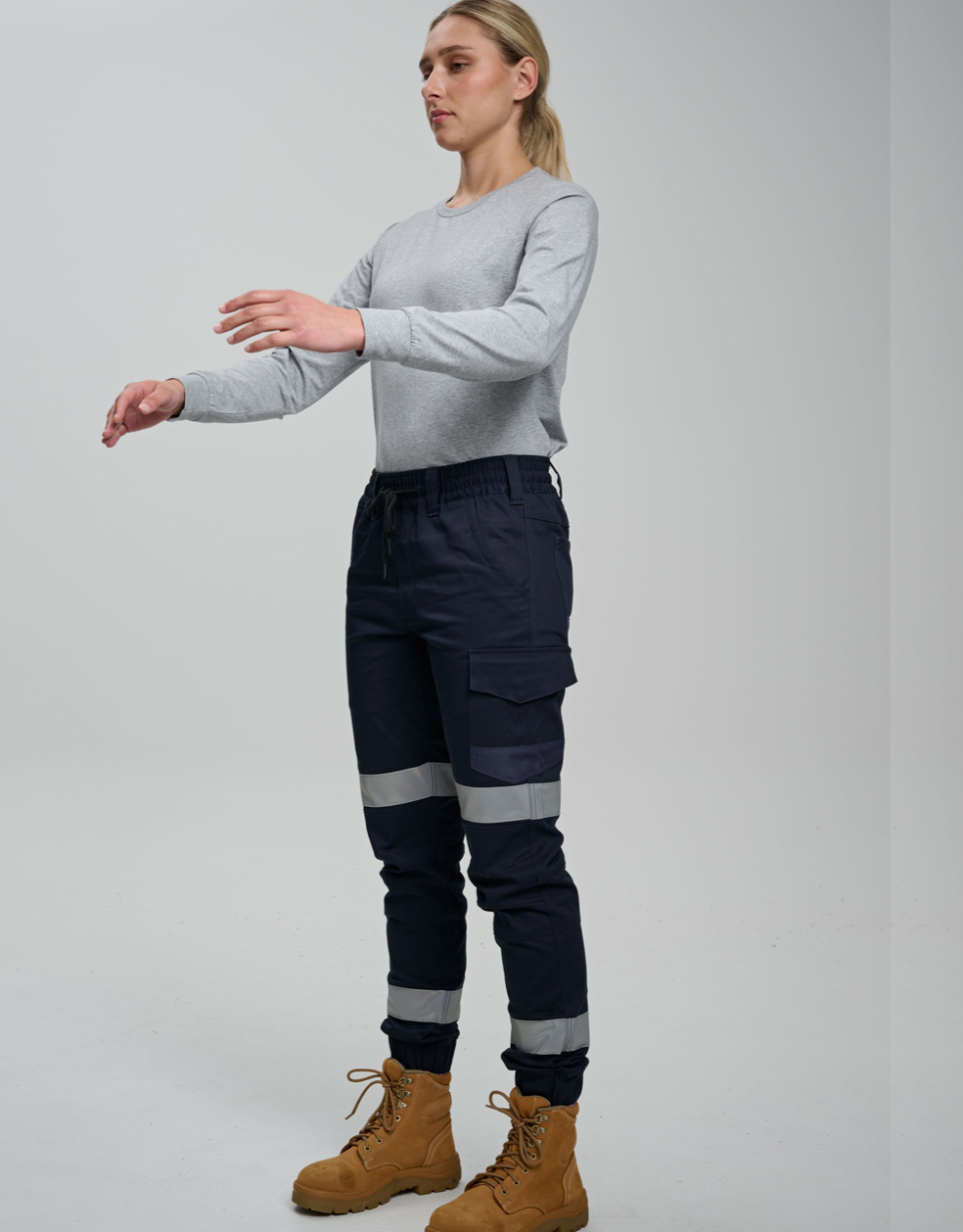 WP28HV Unisex Cotton Stretch Drill Cuffed Work Pants with Tapes