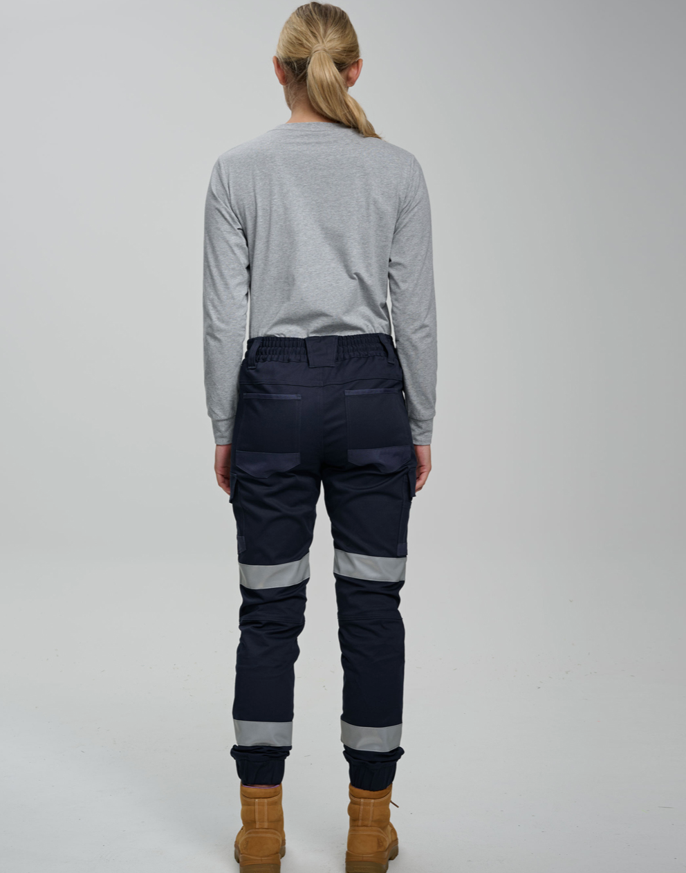 WP28HV Unisex Cotton Stretch Drill Cuffed Work Pants with Tapes