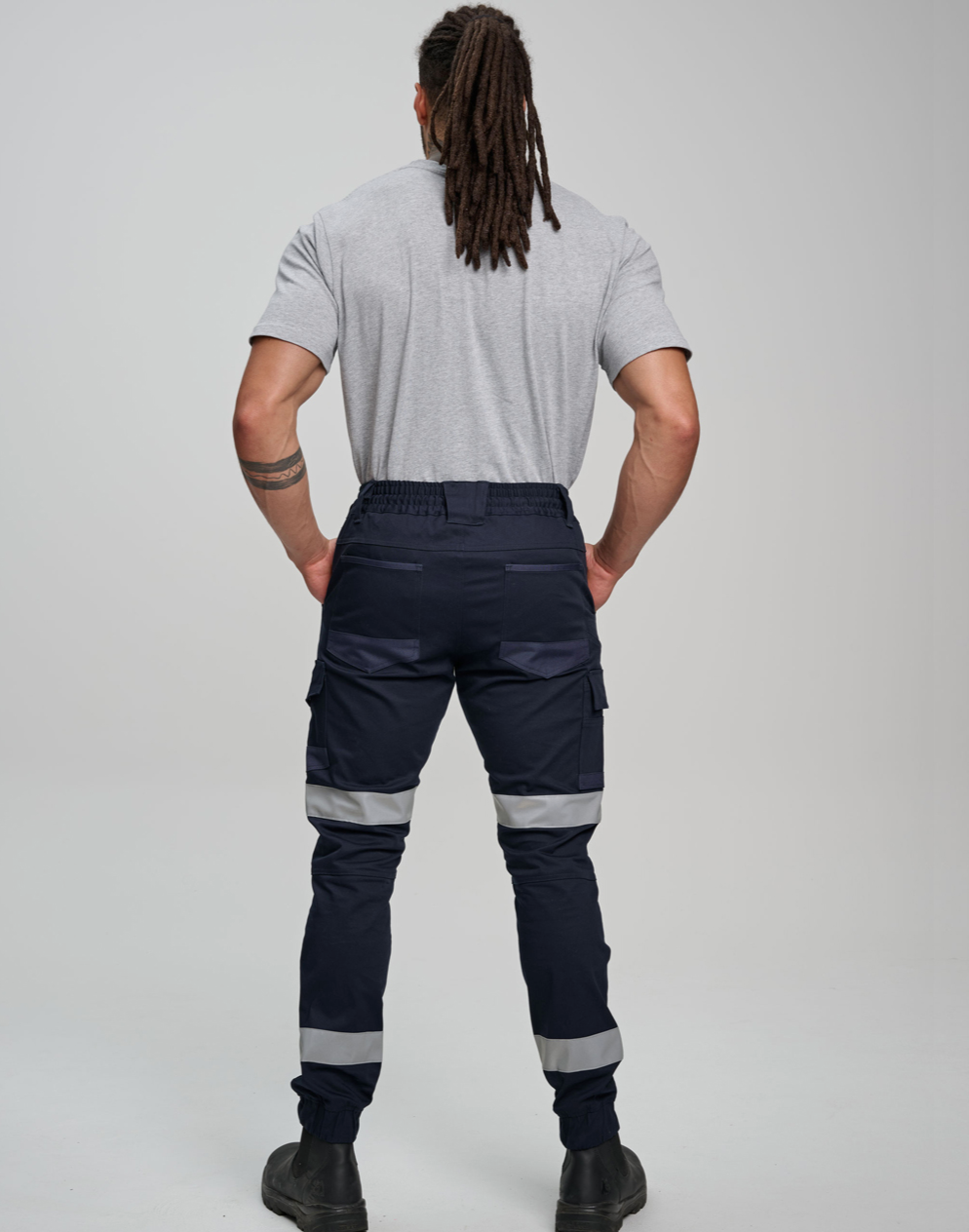 WP28HV Unisex Cotton Stretch Drill Cuffed Work Pants with Tapes