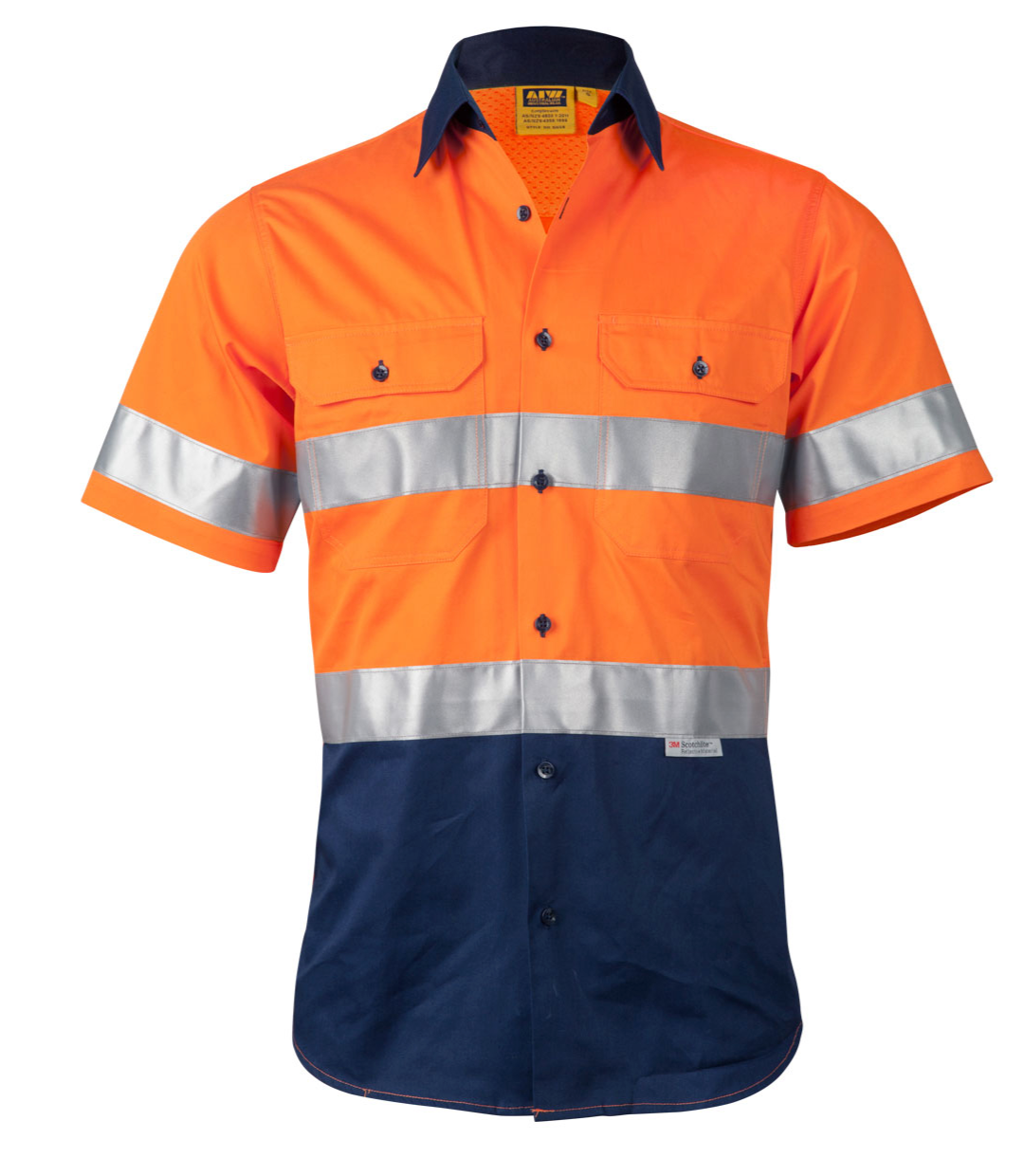 SW59 Men's High Visibility Cool-Breeze Cotton Twill Safety Shirt With Reflective 3M Tapes