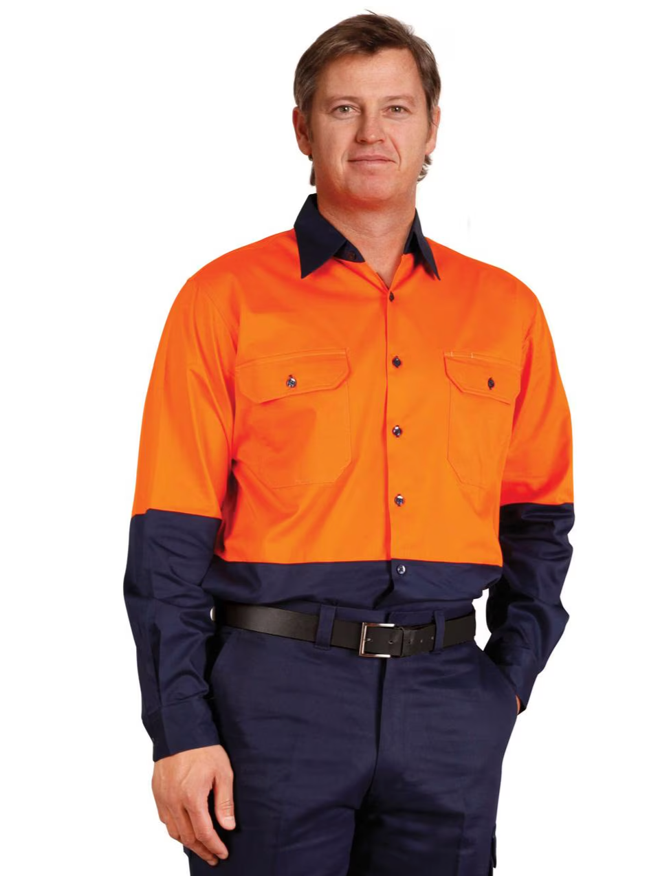 sw58 Mens High Visibility Cool-Breeze Cotton Twill Safety Shirt