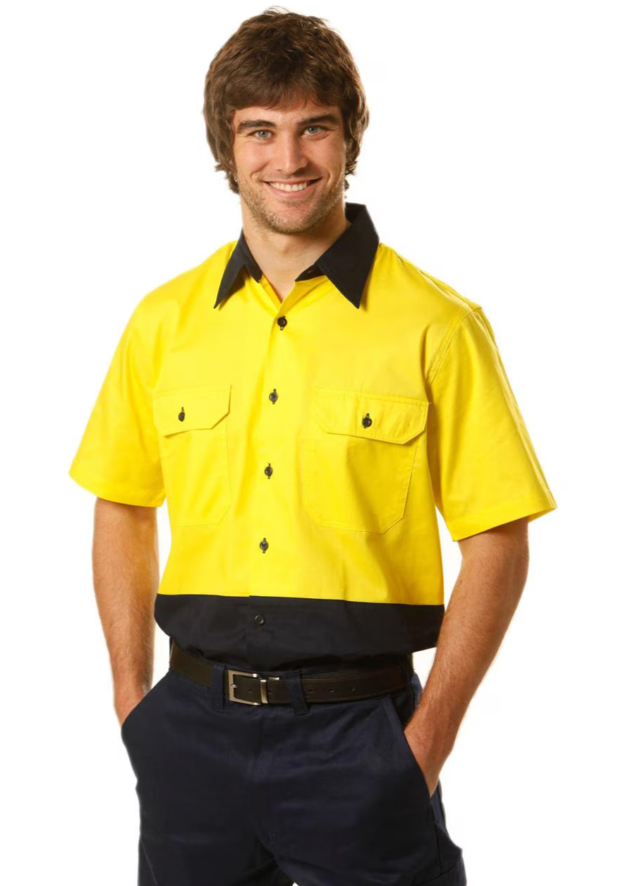 SW57 Mens High Visibility Cool-Breeze Cotton Twill Safety Shirt
