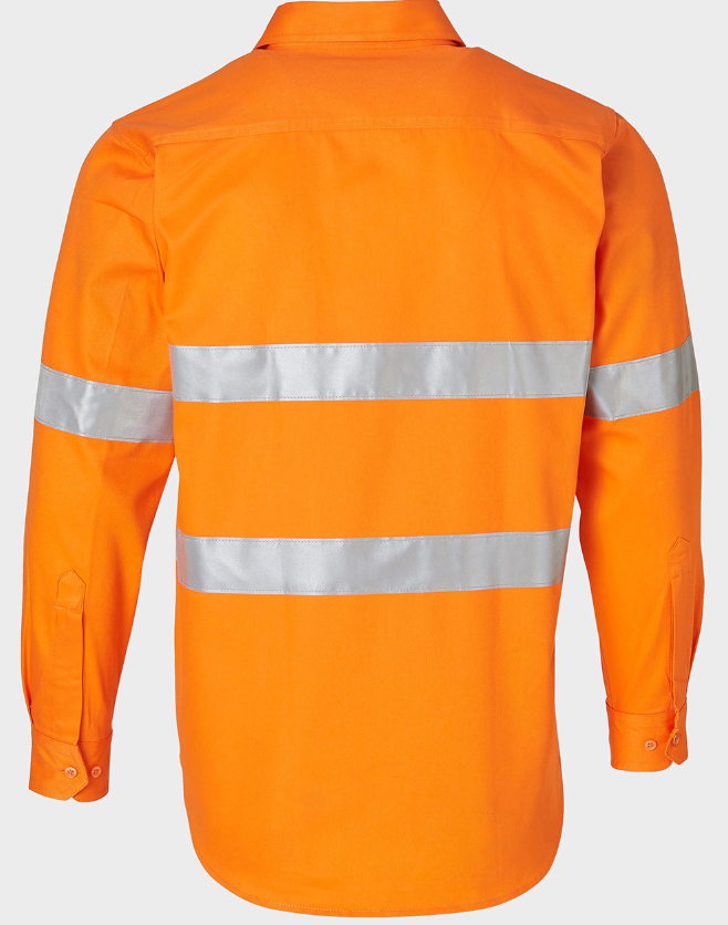 SW52 Mens High Visibility Regular Weight Long Sleeve Drill Shirt With 3M Reflective Tapes