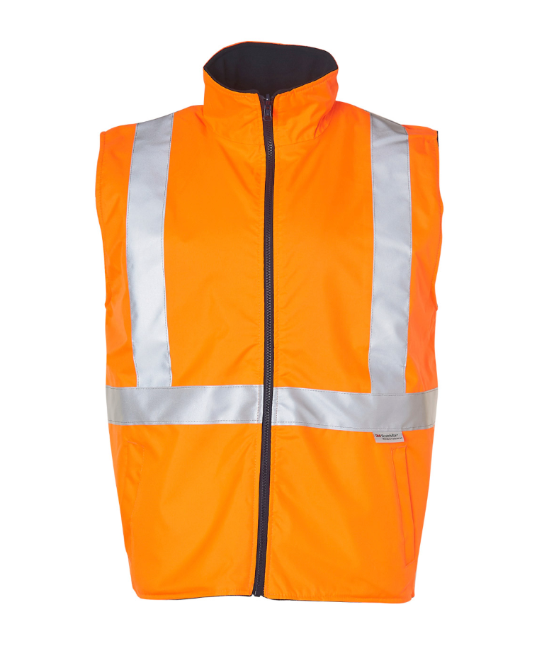 SW37 Hi-Vis Reversible Safety Vest With X Pattern 3M Reflective Tapes