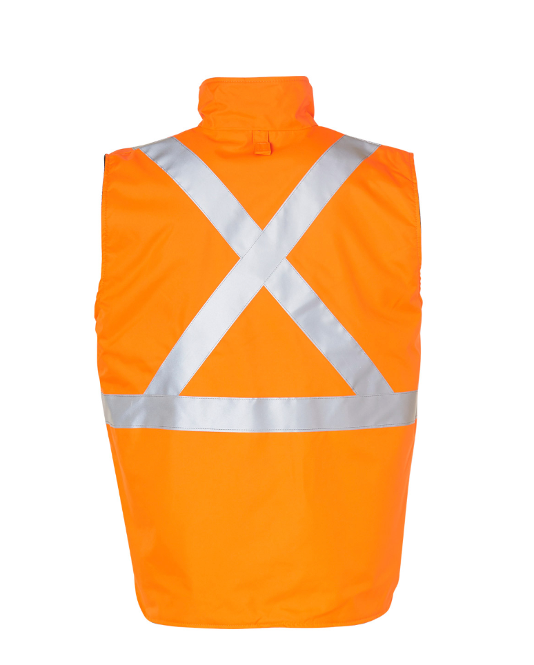 SW37 Hi-Vis Reversible Safety Vest With X Pattern 3M Reflective Tapes