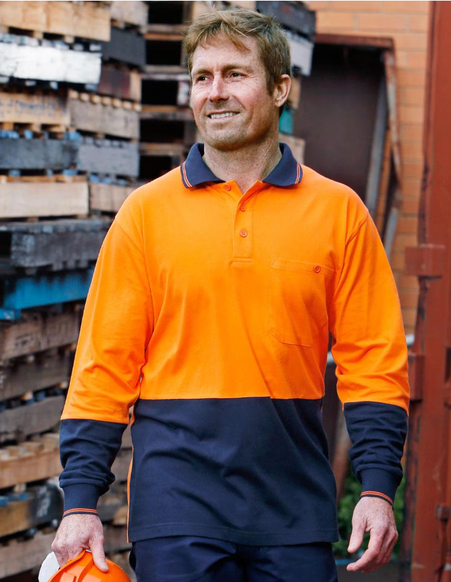 SW36 Hi-Vis Cotton Two Tone Long Sleeve Safety Polo