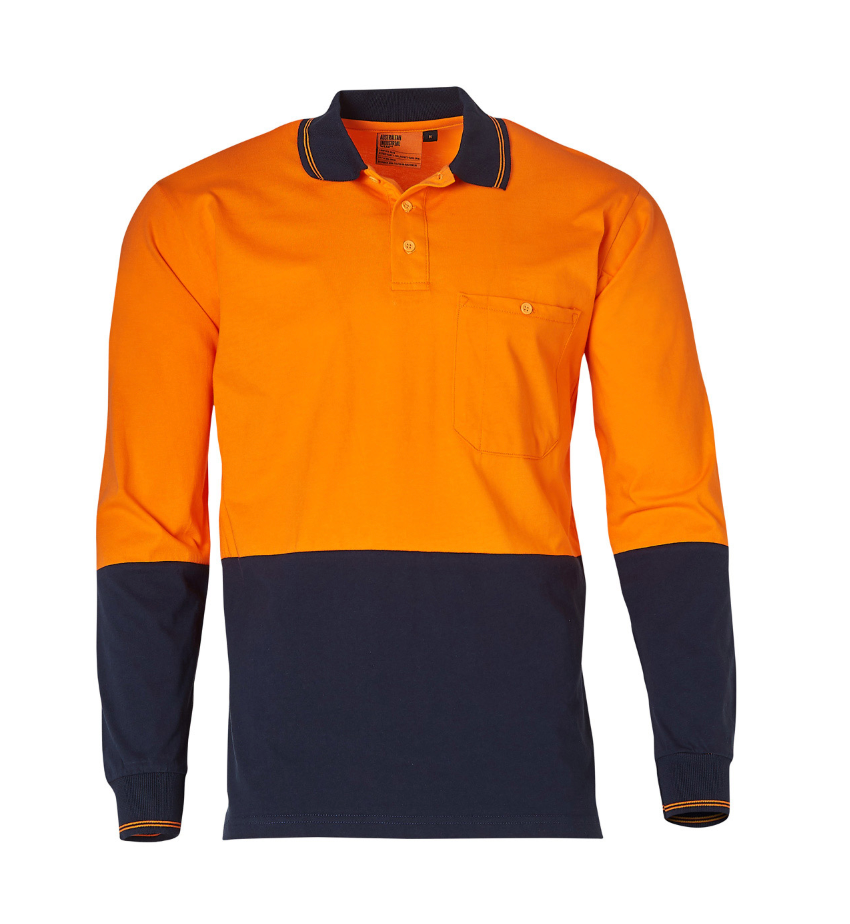 SW36 Hi-Vis Cotton Two Tone Long Sleeve Safety Polo