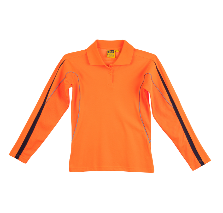 SW34A Ladies TrueDry® Hi-Vis Long Sleeve Polo with Reflective Piping
