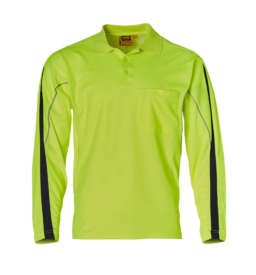 SW33A Mens TrueDry® Hi-Vis Long Sleeve Polo with Reflective Piping