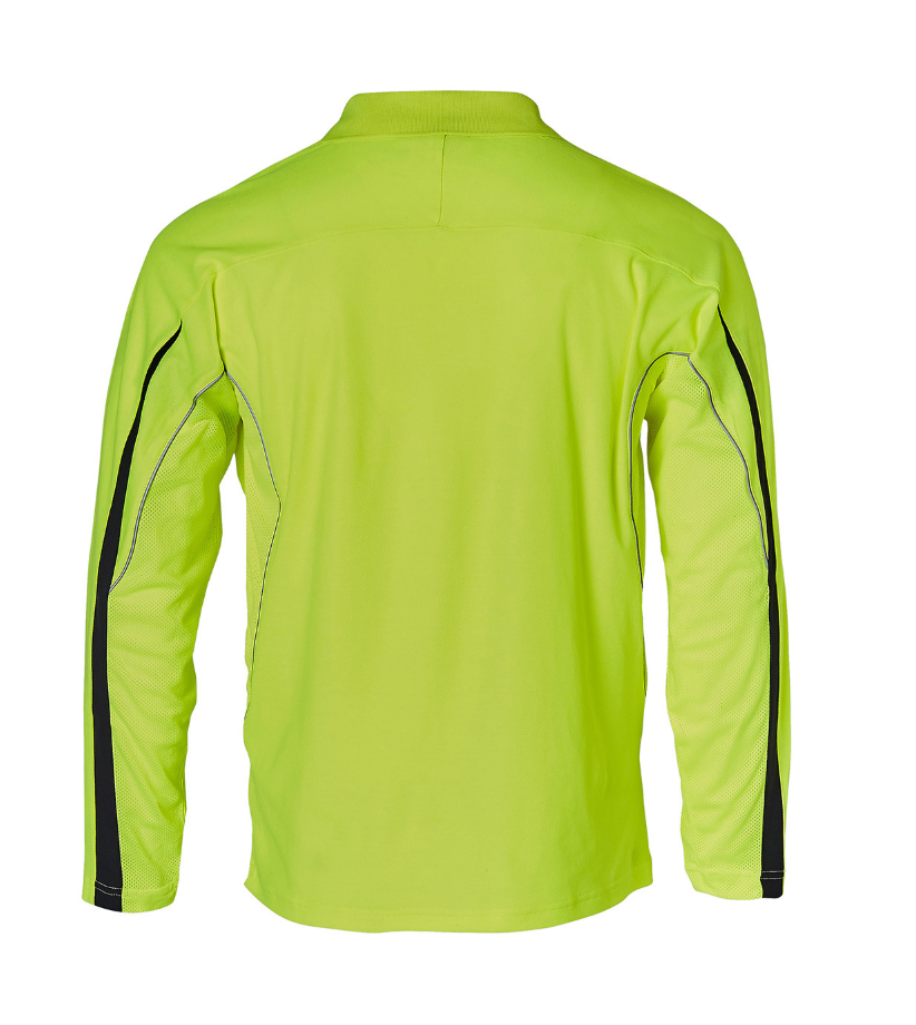 SW33A Mens TrueDry® Hi-Vis Long Sleeve Polo with Reflective Piping