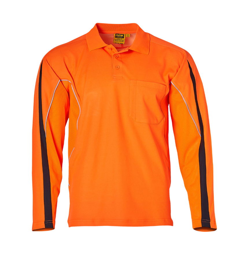 SW33A Mens TrueDry® Hi-Vis Long Sleeve Polo with Reflective Piping