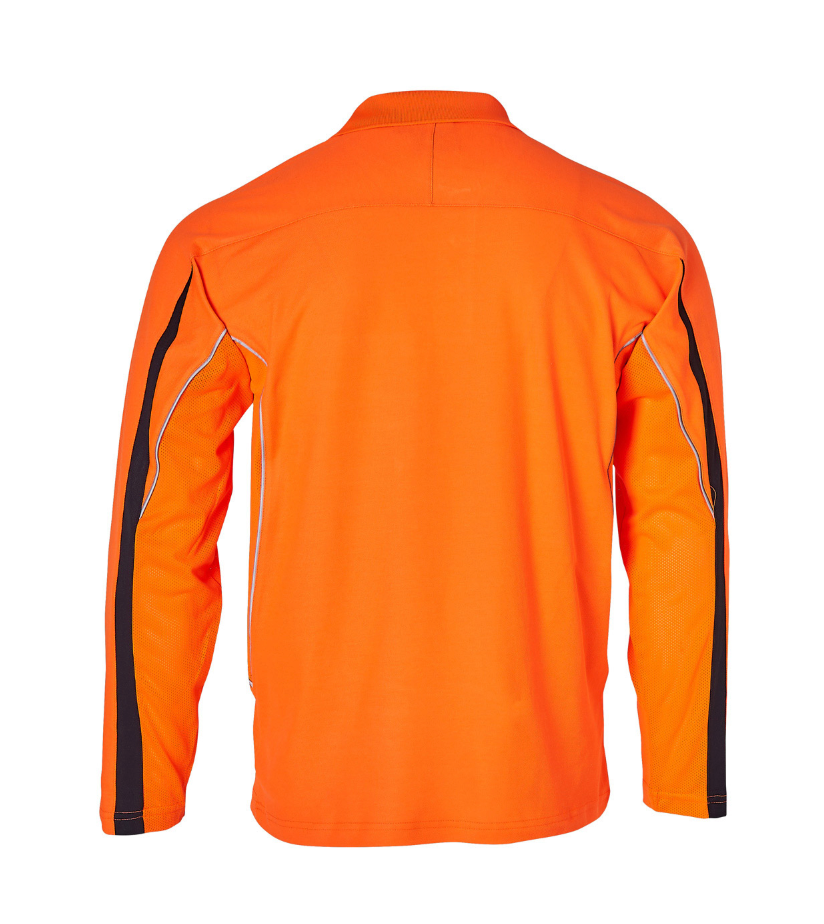 SW33A Mens TrueDry® Hi-Vis Long Sleeve Polo with Reflective Piping