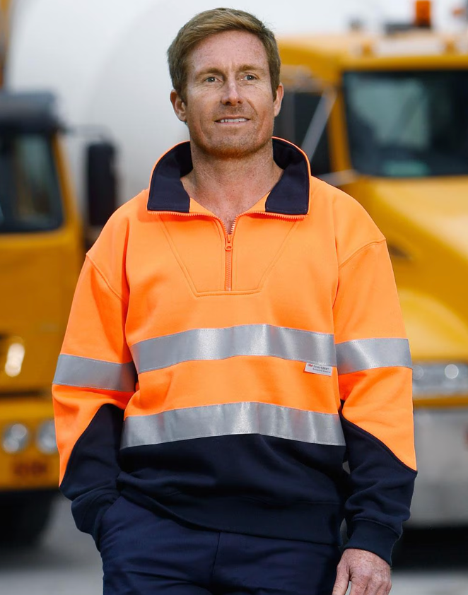 SW14 Mens High Visibility Long Sleeve Fleecy Sweat