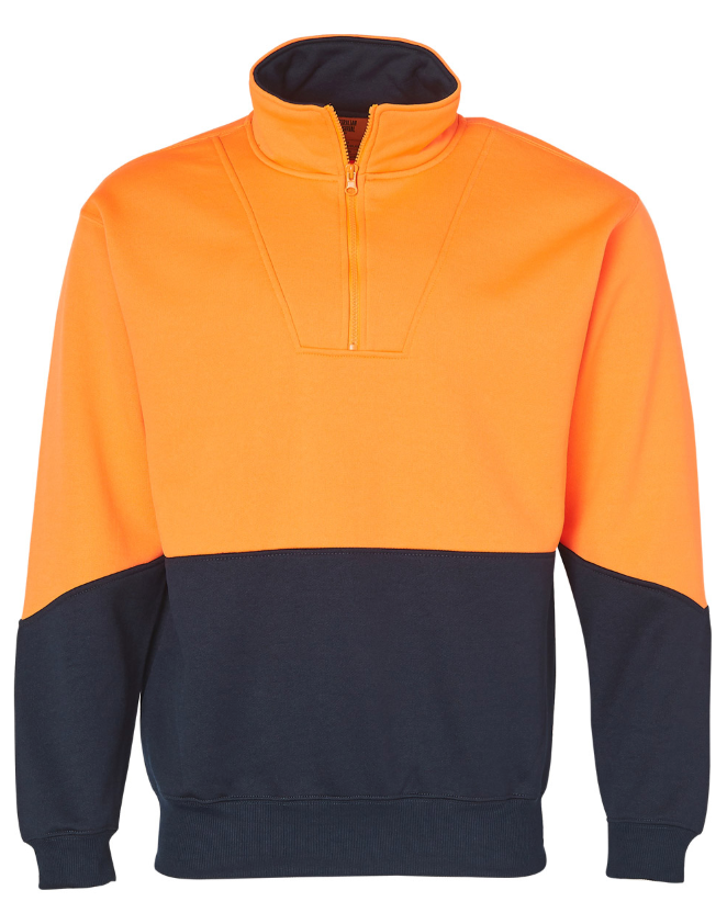 SW13A Mens High Visibility Long Sleeve Fleecy Sweat With Collar
