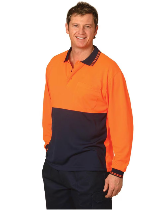 SW05CD  Hi Visibility Long Sleeve CoolDry Micro-mesh Safety Polo