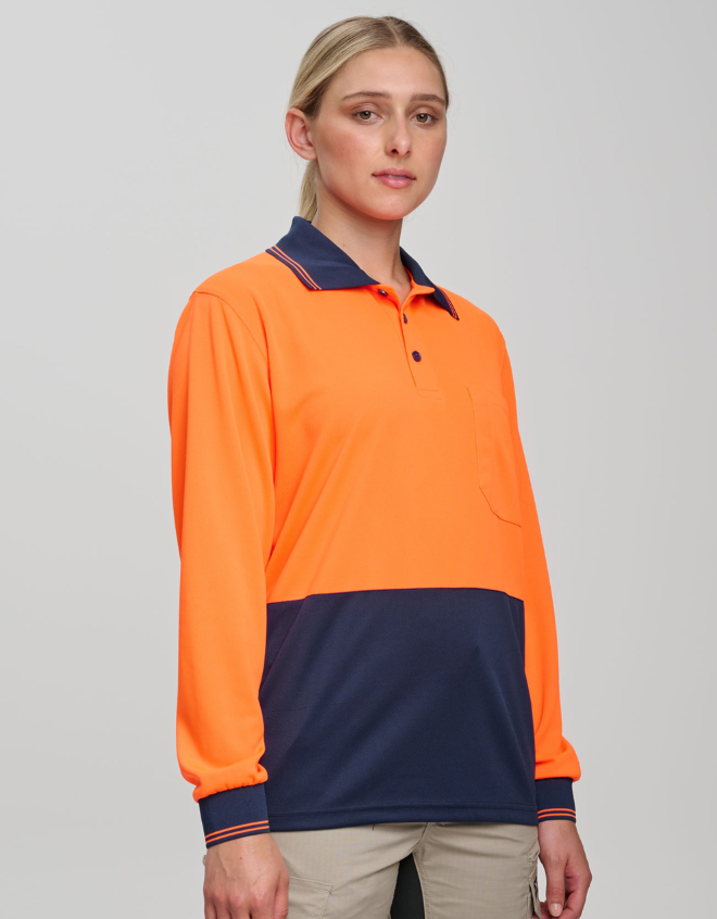SW05CD  Hi Visibility Long Sleeve CoolDry Micro-mesh Safety Polo