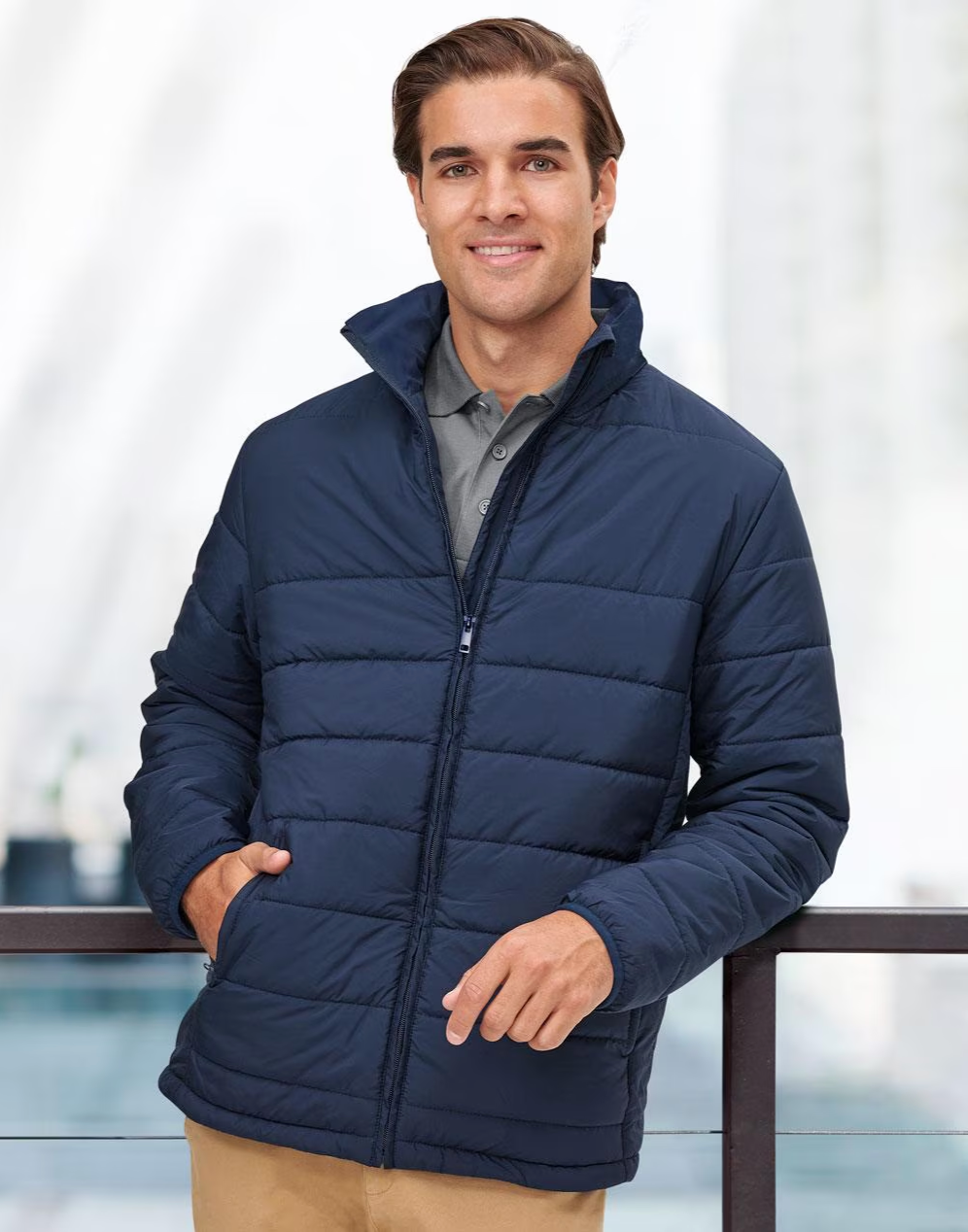 JK59 MENS SUSTAINABLE INSULATED PUFFER JACKET (3D CUT)